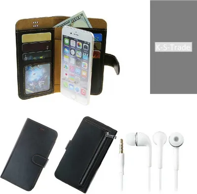 Produktbild von TOP SET Handy Hülle Schutz Hülle kompatibel mit Ruggear RG650  schwarz aus Kunstleder + Kopfhörer Smartphone Tasche vollwertige Geldbörse