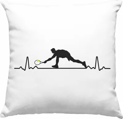 Produktbild von Trendation - Tennis Herzschlag Geschenk Trainer Coach Tennisspieler Geschenkidee  Deko-Kissen mit Füllung 40x40  (Grau)