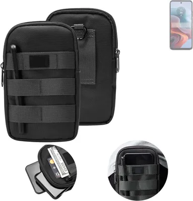 Produktbild von K-S-Trade Holster Gürtel Tasche kompatibel mit Motorola G34 5G Handy Tasche Schutz Hülle dunkel-grau viele Fächer, 1x