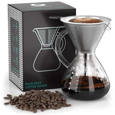 Immagine prodotto di Macchina da caffè con filtro in acciaio inossidabile e caraffa, capacità 800 ml