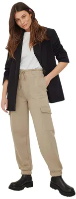 Produktbild von NA-KD Damen Sweatpants mit großen Taschen, Dunkelbeige, M