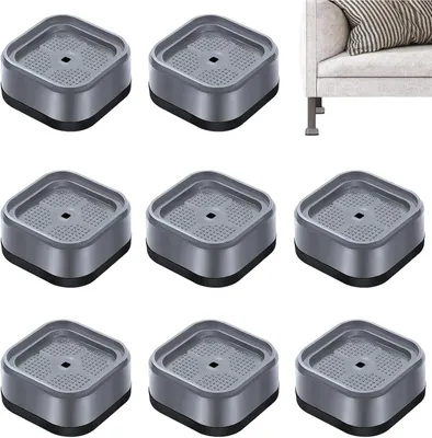 Produktbild von 8 Stück Möbelerhöhungen, stapelbare Tischerhöhungen, graue PP Füße für Sofas, Stühle, Tische und Waschmaschinen