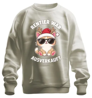Produktbild von Rentier war t Katze Sonnenbrille Rentierhörner Sweatshirt Pullover, Natur, S