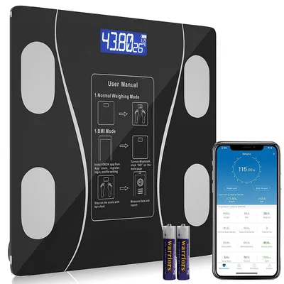 Produktbild von Personenwaagen, Körperfettwaage, mit App LCD Digitale Personenwaage Smart Bluetooth Körperwaage für iOS & Android Digi-tal Körperanalysewaage Waage