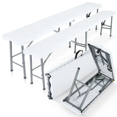 Produktbild von AREBOS 2x ławka piwna składana ławka z uchwytem do przenoszenia | 183 x 28 x 43 cm ławka kempingowa ławka ogrodowa ławka namiotowa ławka piwna, ławka ogrodowa, ławka zestaw 2 | biały