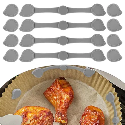 Produktbild von 4 pcs Silikon-Magnetverschlüsse, Heißluftfritteusenmagnete für Backpapierförmchen zum Verhindern des Verbrennens des Papiers, Küchenzubehör (Grau)
