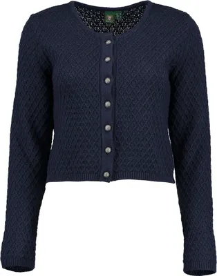 Produktbild von OS Trachten Damen Strickjacke Trachtenjacke Cardigan mit Rundhalsausschnitt Quivun, Größe:48, Farbe:marine