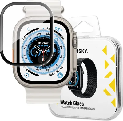 Zdjęcie produktu dla Wozinsky Full Glue Tempered Glass Szkło Hartowane Do Apple Watch Ultra 49 Mm 9H Na Cały Ekran Z Czarną Ramką