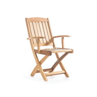 Produktbild von Klappstuhl Iroko-holz mit Armlehne klappbarer Gartenstuhl Klappbar Balkonstuhle Holzstuhle für Balkon Garten Terrasse Samba