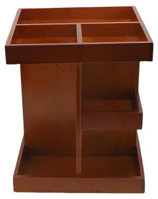 Image de Étagère rotative à 360° pour parfums, grande capacité, en bois, organisateur pour colognes, montres, bijoux, clés de voiture, finition vieillie
