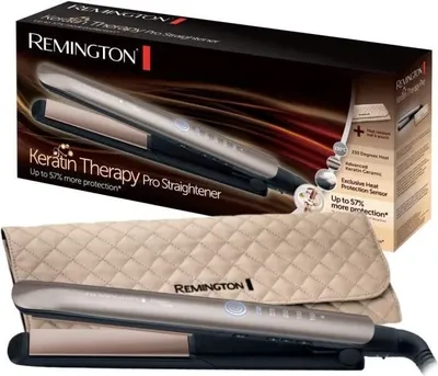 Immagine prodotto di Piastra per capelli, Remington S8590 Keratin Therapy, piastre extra lunghe, tempo di riscaldamento 15 secondi, temperatura variabile