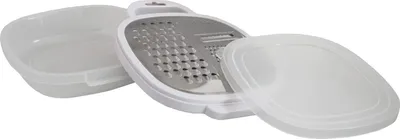 Produktbild von 3 in 1 Multi Reibe mit Behälter und Deckel, handlicher Gemüsehobel Reibe Aufbewahrungs-Box