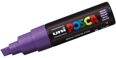 Obrázok produktu pre POSCA PC-8K, Fialová, Viacfarebný, 1 farba/farieb, atrament s vodným základom, Hrot dláta, Kolo