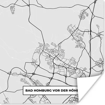 Produktbild von MuchoWow® Poster Karte - Deutschland - Bad Homburg Von Der Höhe - Karte - Stadtplan 50x50 cm - Wohnzimmerdekoration