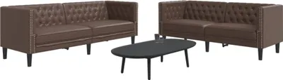 Produktbild von vidaXL 2-tlg. Chesterfield-Sofa-Set Braun Kunstleder