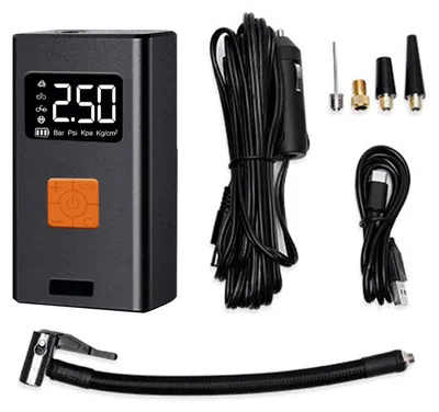 Productafbeelding van Draagbare bandenpomp voor auto's, met intelligente verlichting, digitaal display en een elektrische, slimme luchtpomp met een batterijcapaciteit van 2000 mAh