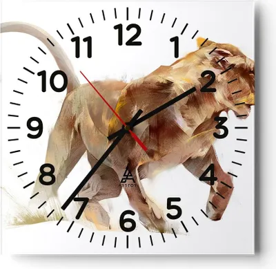 Produktbild von Wanduhr - Quadrat - Glasuhr - Tier Abstraktion - 40x40cm - Schleichendes Uhrwerk - Lautlos - zum Aufhängen bereit - Dekoration Modern - Wanddekoration aus Glas - C4AC40x40-3967