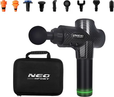 Obrázok produktu pre Masážna pištoľ s 9 nástavcami NS-503, čierna | Neo-sport