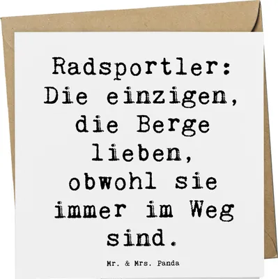 Produktbild von Mr. & Mrs. Panda Glückwunschkarte Spruch Radsport Berge - Weiß - Geschenk, doppelkarte, Sportarten, Sportler, faltkarte, Grußkarte, Herausforderungen, Geschenke, Ausdauer