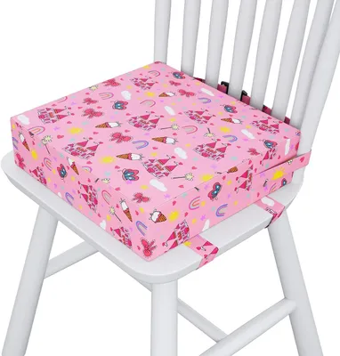 Imagen del producto de Asiento elevador para niños - Asiento elevado - Comida segura - Tres cinturones de seguridad - 32 x 32 x 10 cm - Rosa