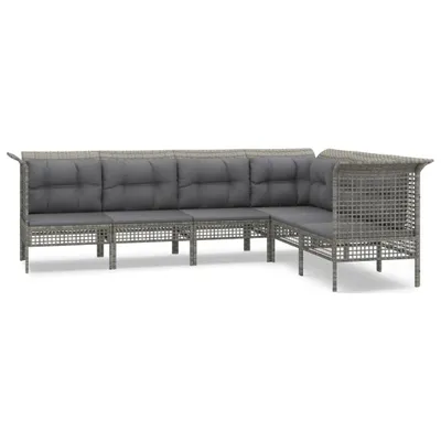 Obrázok produktu pre vidaXL 6-dielna záhradná súprava s vankúšmi Grey Poly Rattan