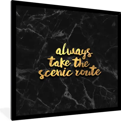 Produktbild von MuchoWow® Gerahmtes Poster Zitat - Sprichwörter - Gold - Marmor 40x40 cm - Poster mit Schwarzem Bilderrahmen Wandposter Rahmen Foto Bilder - Mit Rahmen - Wanddekoration Schlafzimmer