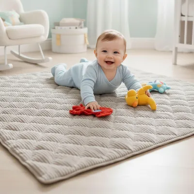 Immagine prodotto di Coperta per gattonare Sanosoft® Soft-Cord Nature - antiscivolo e impermeabile - Öko Tex &  Germany 120x120cm