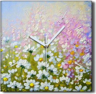Produktbild von Coloray Hodiny Unikátní 30x30 cm  Tiché hodiny Pro obývací pokoj a kuchyň Nástěnné hodiny Plátno Černé ručičky hodin - Lyadow Flowers