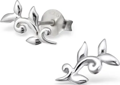 Produktbild von Silber Ohrstecker Blumen Blätterranke