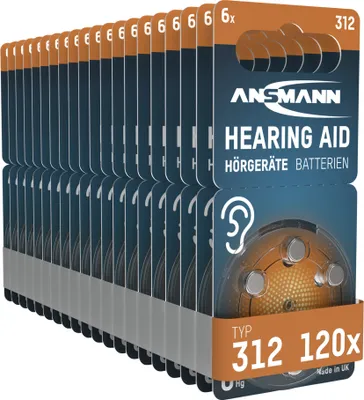 Produktbild von ANSMANN Hörgerätebatterien Typ 312 P312 ZL3 PR41, 120 Stück