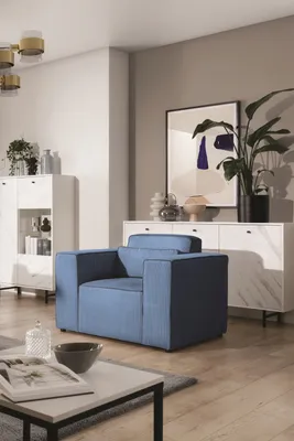 Produktbild von Sessel Designersessel WALDO in Stoff Poso Blau