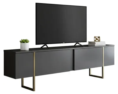 Produktbild von Abishia - TV-Schrank, 180x30x50h cm Anthrazit, mit Regal