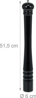 Obrázok produktu pre Mlynček na soľ a korenie Relaxdays, mlynček na korenie XXL, drevo, keramický mlecí mechanizmus, ručný, V x H: 51,5 x 6 cm, klasický, čierny