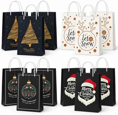 Produktbild von 12 XXL-Geschenktaschen für Weihnachten: Weihnachtstüten ideal für Geschenkverpackungen