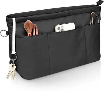 Produktbild von Ibenzoa® Wasserdichter schwarzer Organizer für Handtaschen mit Reißverschluss und Schlüsselanhänger