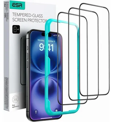 Produktbild von Displayschutzfolie für iPhone 16/15, 3 Stück, gehärtetes Glas, 9H Härte, Vollbildschutz, HD klar, kratzfest