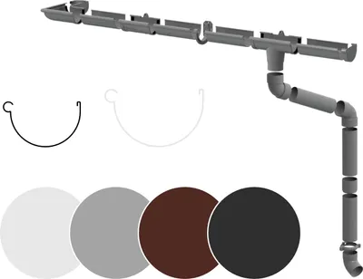Produktbild von RAINWAY S Regenrinnen Komplettset (1 Dachseite) - PVC-U Kunststoff in 4 Farben, für Dachflächen < 100m² empfohlen (Set min. 6 Meter, grau) Regenrinnen PVC Plastik