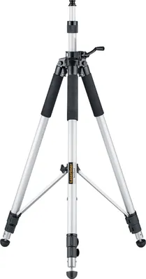 A tripod is shown standing upright against a white background.