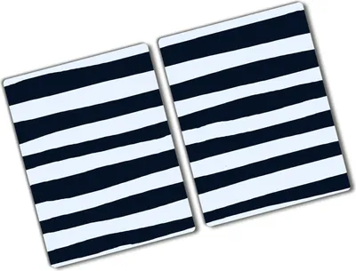 Produktbild von Tulup Glas Herdabdeckplatte - 2x40x52 cm - Glaskeramikkochfeld-Abdeckung Spritzschutz Glasabdeckplatte Kochplattenabdeckung und Schneidebrett - Zweiteilig - Sonstige - Streifen - Schwarzweiß