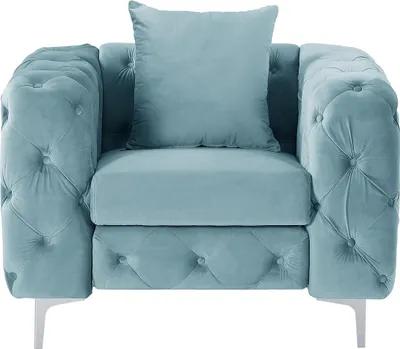 Produktbild von Chesterfield-Sessel - Samt - Pastellblau - EDWINA