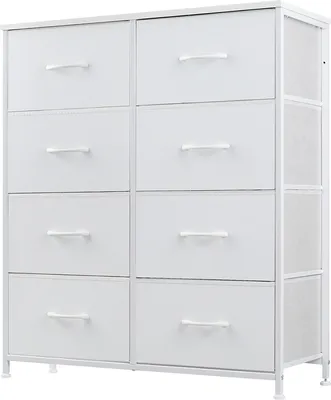 Image de Commode Sweetcrispy avec tiroirs en tissu, commode à 8 tiroirs, commode pour chambre à coucher, armoire à tiroirs, commode en tissu