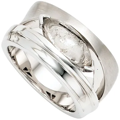 Produktbild von Ring Damenring mit Turmalinquarz grau-schwarz 925 Silber Fingerschmuck Innenumfang 50mm  Ø15.9mm