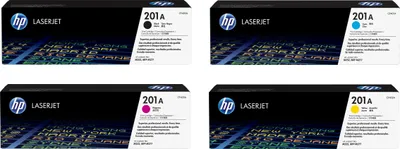 Produktbild von HP Original 201A Toner 4er Set schwarz, cyan, magenta, gelb(CF400A, CF401A, CF403A, CF402A)
