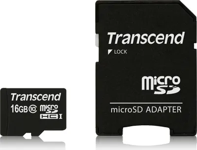 Productafbeelding van Transcend MicroSDHC-geheugenkaart, 16 GB, Class 10, met adapter