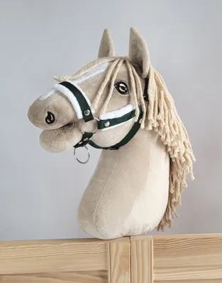 Image de Licol réglable pour cheval Hobby Horse A3 vert bouteille avec fourrure blanche