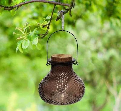 Produktbild von Wespenfalle Glas Taupe Braun zum Aufhängen Landhaus Insektenfalle Vintage-Stil 13cm