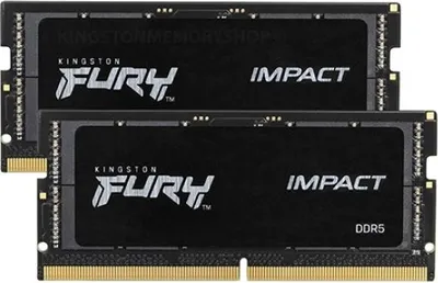 Zdjęcie produktu dla Kingston Technology FURY 32GB 4800MT/s DDR5 CL38 SODIMM (Zestaw 2) Impact, 32 GB, 2 x 16 GB, 262-pin SO-DIMM
