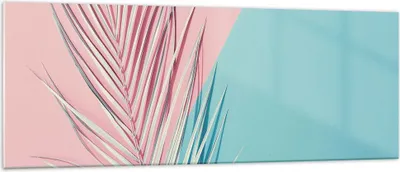 Produktbild von Bilder auf glas - Einteilig - Blatt Rosa Türkis - 140x50cm - Glasbilder - Wandbilder - Bilder - zum Aufhängen bereit - Wanddekoration aus Glas - Glas Bilder - Wandbild auf Glas - GAB140x50-4421