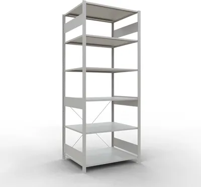 Produktbild von Schulte Fachbodenregal MULTIplus150 Stecksystem | Grundregal | HxBxT 250x100x80cm | 6 Ebenen | Fachlast 150kg | Lichtgrau