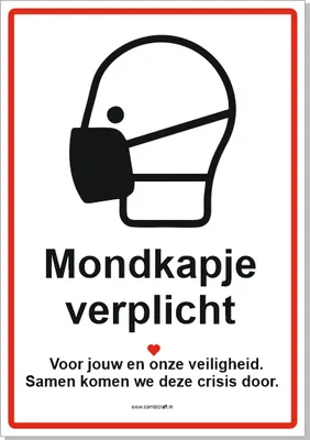 Produktbild von CombiCraft Schild 'Mondkapje verplicht' 21x30 cm